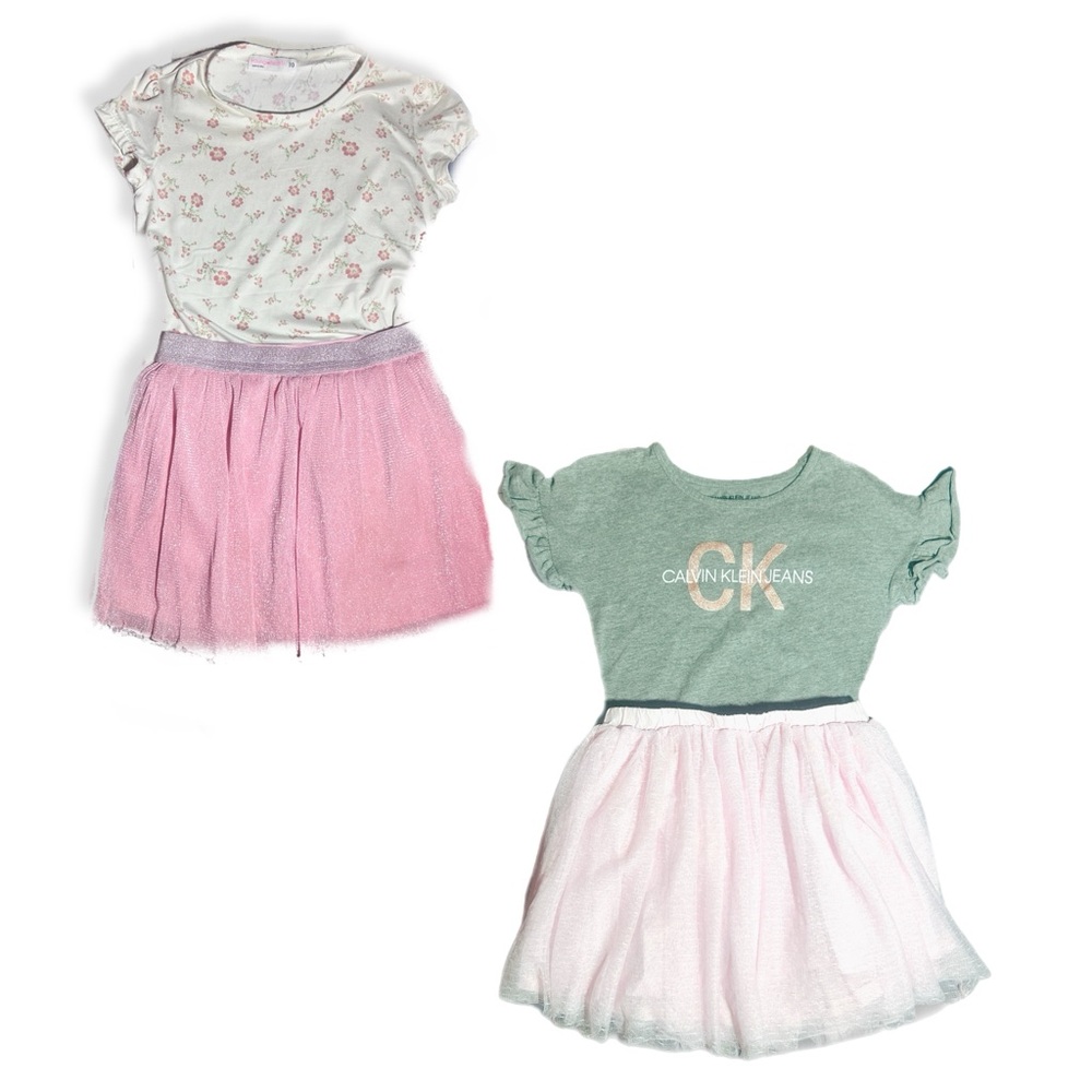 Girls Calvin Klein skirt and t shirt set plus bonus set size medium (7/8)